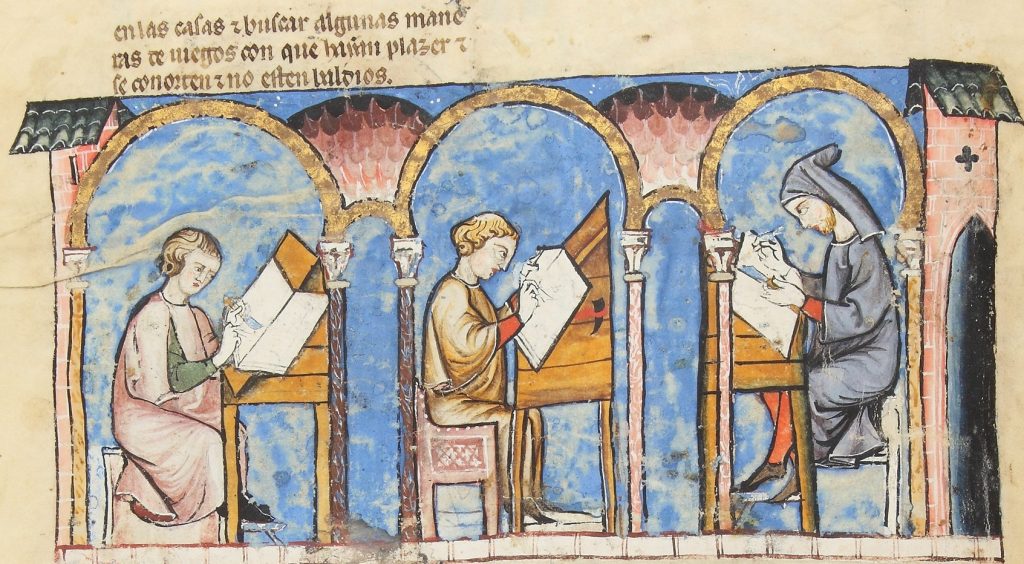 Libro de los juegos de Ajedrez, Dados y Tablas. Alfonso X el Sabio (1221-1284), Sevilla, 1283. Fol. 0001V.
https://rbdigital.realbiblioteca.es/s/rbme-expo/item/13125